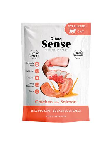 Snack Cat Bites Chicken With Salmón 100g - Dibaq Sense